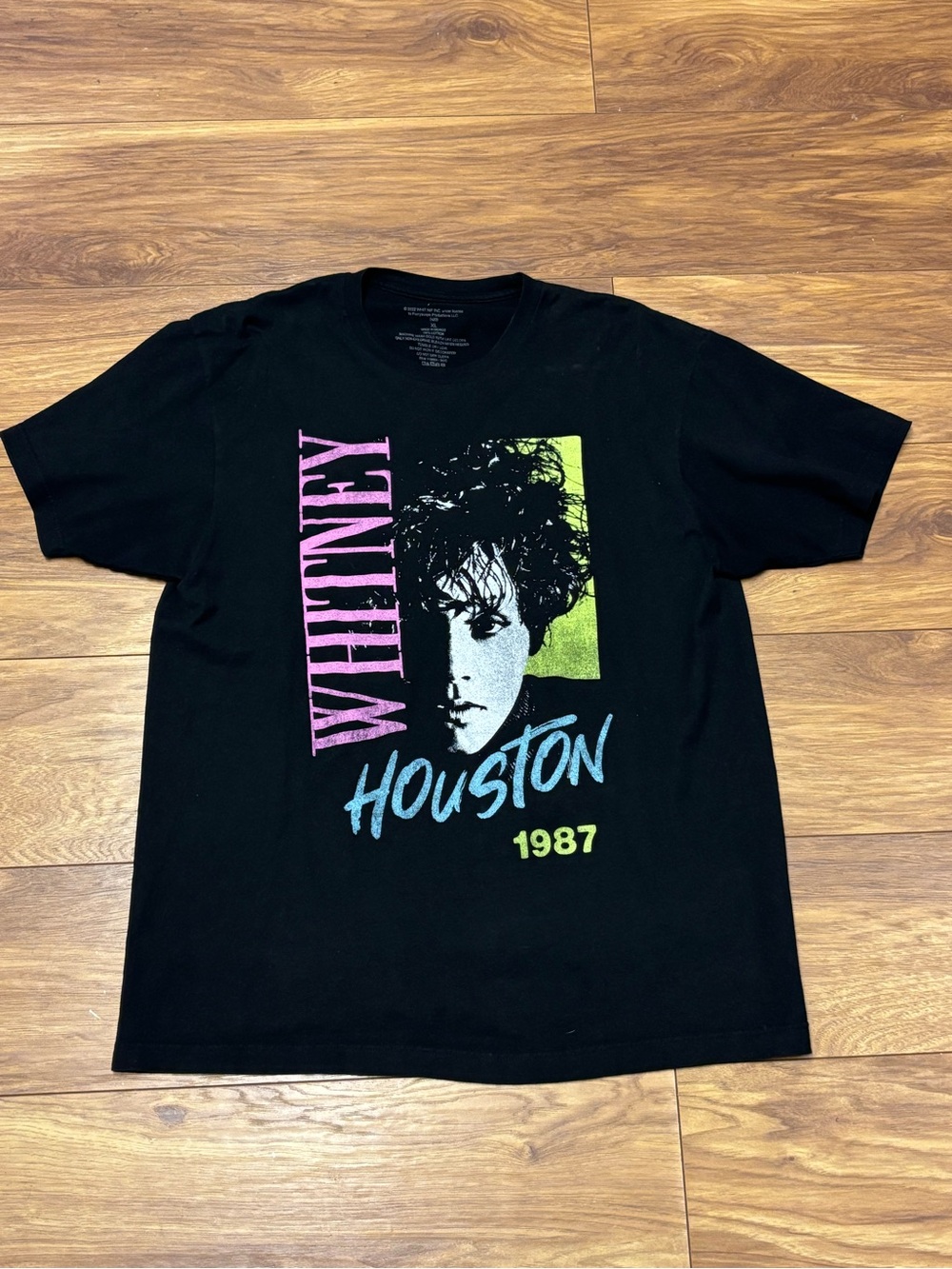 Black Graphic Whitney Houston 1987 Tribute T-Shirt